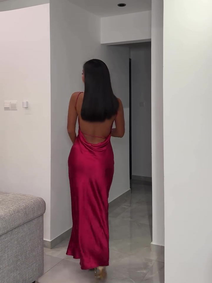 Maxi Dress Women's Fitted Backless Design with Elegant Silhouette - 3 - Rokvane