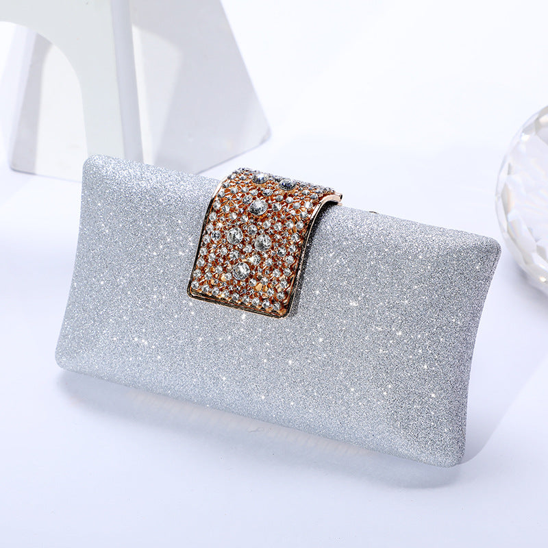 Evening Clutch Bag Women's Glitter Design with Rhinestone Detail - 6 - Rokvane