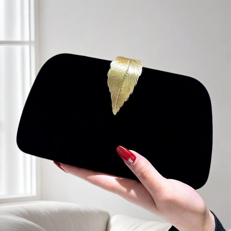 Evening Clutch Bag Women's Gold Leaf Detail - 2 - Rokvane