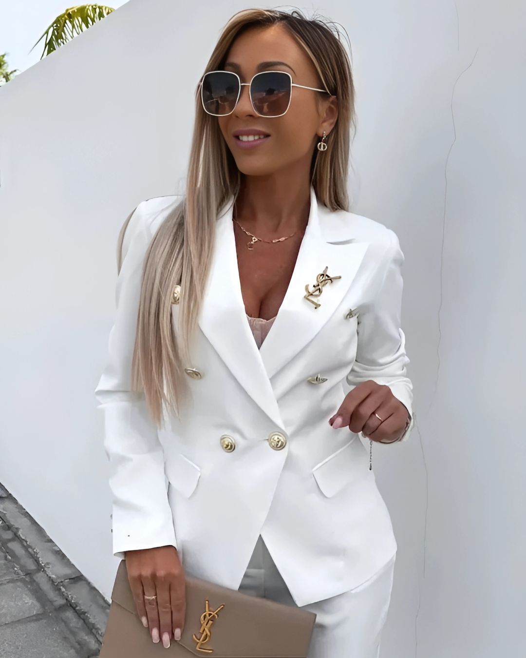 Tailored Women's Double-Breasted Blazer and Trousers Set - 9 - Rokvane