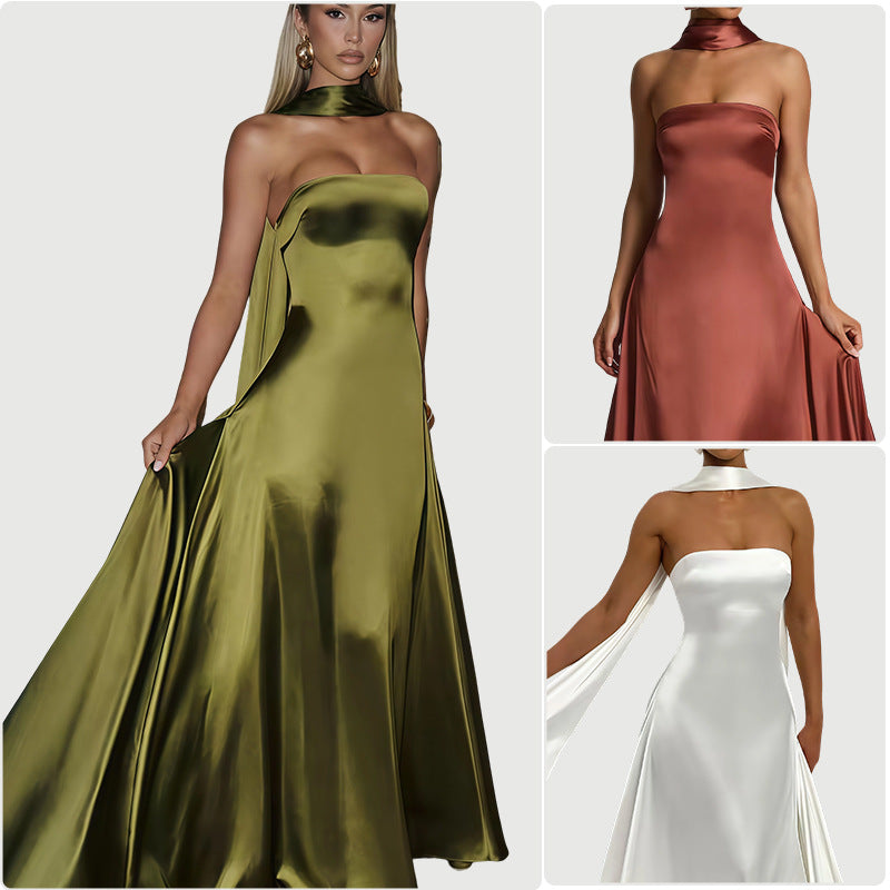 Evening Dress Women Strapless A-Line with Statement Bow - 5 - Rokvane