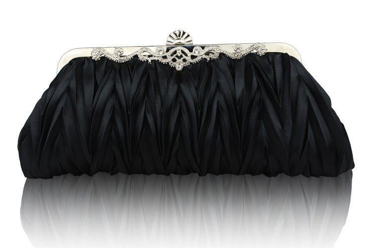 Women's Clutch Bag - Pleated Design with Decorative Closure - 2 - Rokvane