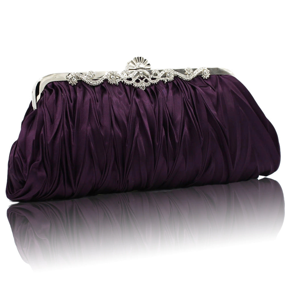 Women's Clutch Bag - Pleated Design with Decorative Closure - 7 - Rokvane