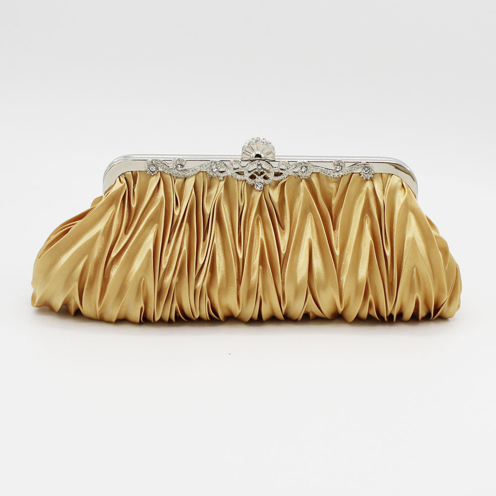 Women's Clutch Bag - Pleated Design with Decorative Closure - 9 - Rokvane
