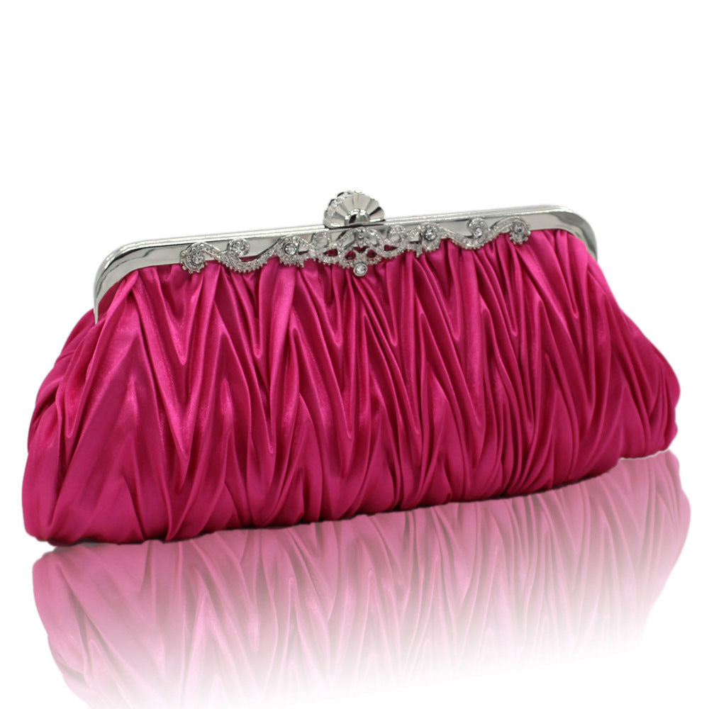 Women's Clutch Bag - Pleated Design with Decorative Closure - 4 - Rokvane