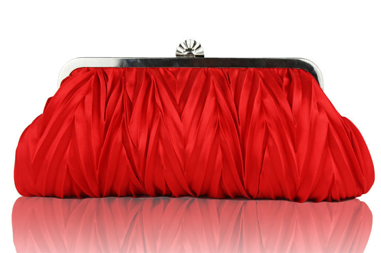 Women's Clutch Bag - Pleated Design with Decorative Closure - 6 - Rokvane