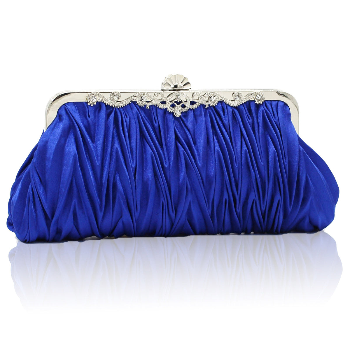 Women's Clutch Bag - Pleated Design with Decorative Closure - 10 - Rokvane