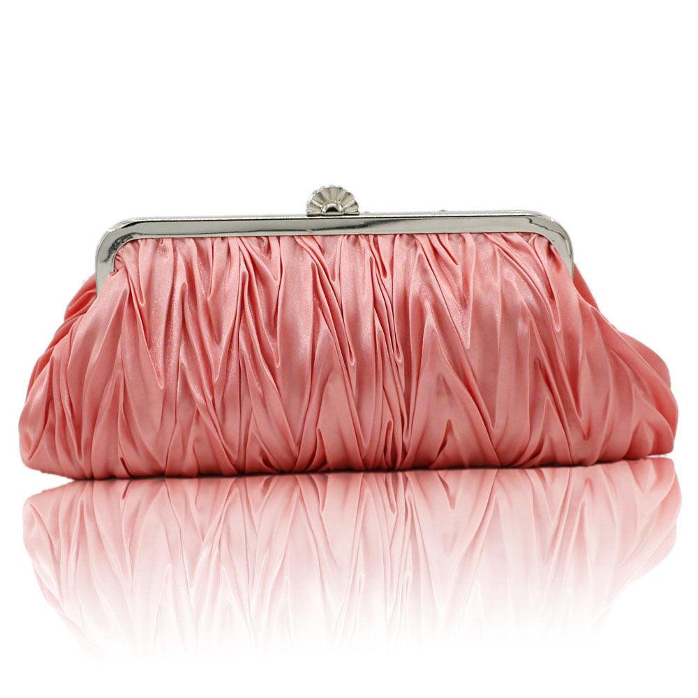 Women's Clutch Bag - Pleated Design with Decorative Closure - 1 - Rokvane