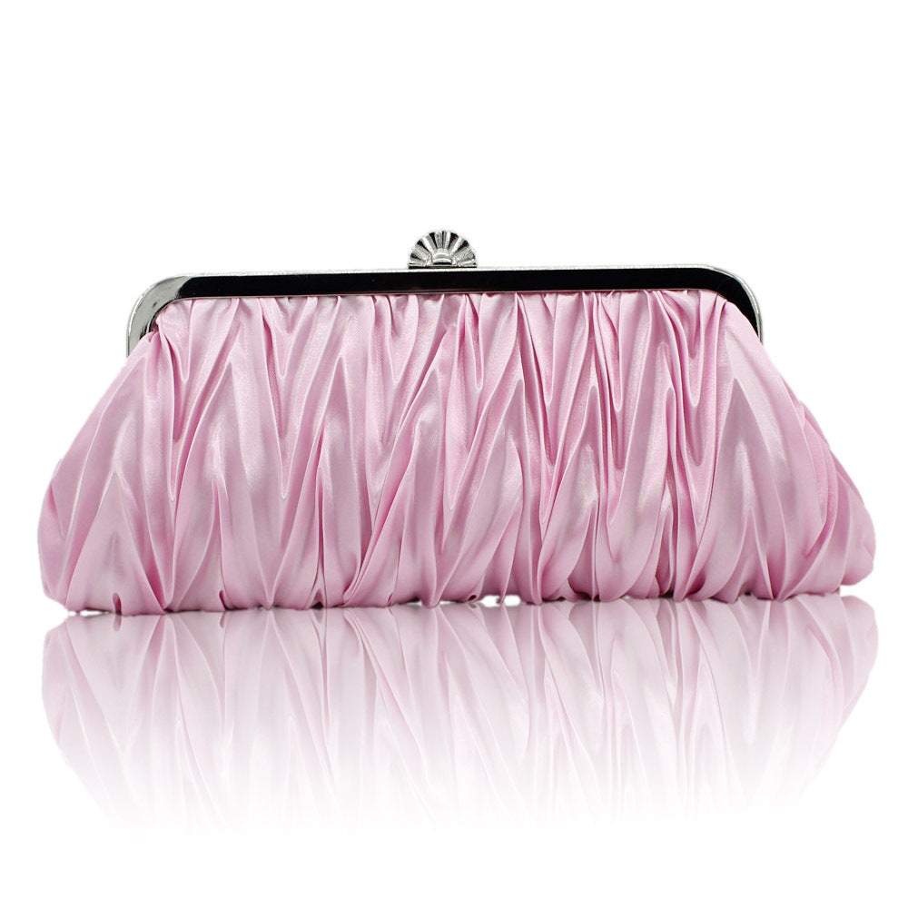 Women's Clutch Bag - Pleated Design with Decorative Closure - 3 - Rokvane