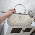 Clutch Bag Women's Crossover Design with Pearl Detail - 1 - Rokvane