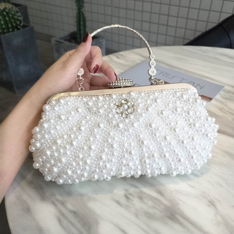 Clutch Bag Women's Crossover Design with Pearl Detail - 2 - Rokvane