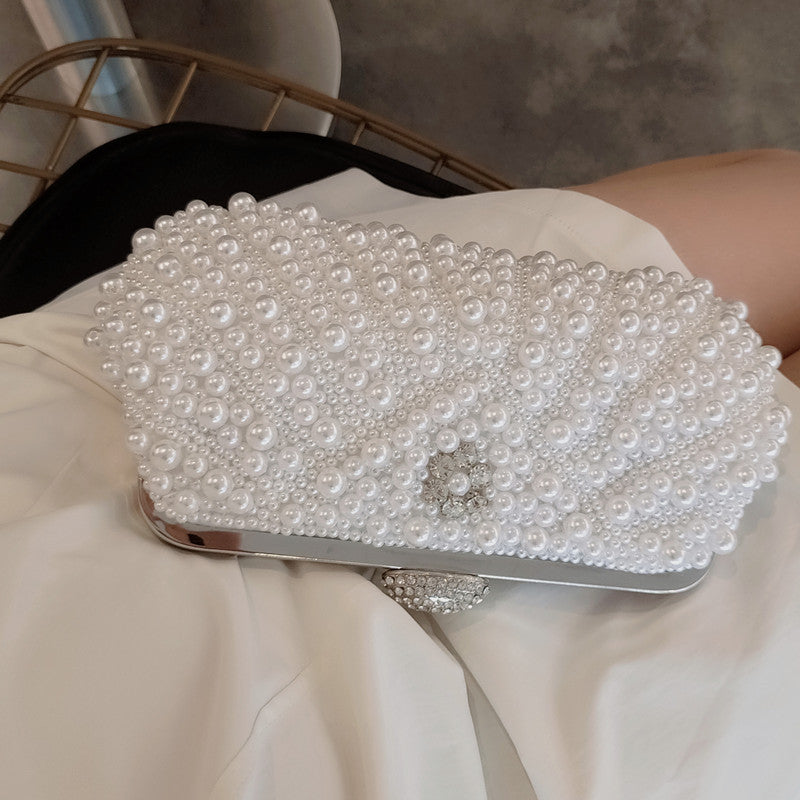Clutch Bag Women's Crossover Design with Pearl Detail - 5 - Rokvane
