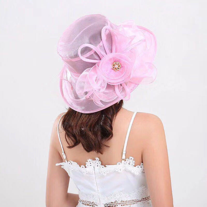 Floral Wide Brim Hat for Women - Elegant Design with Statement Flower - 7 - Rokvane