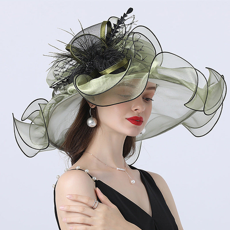 Elegant Wide Brim Sun Hat for Women with Floral Detail - 1 - Rokvane