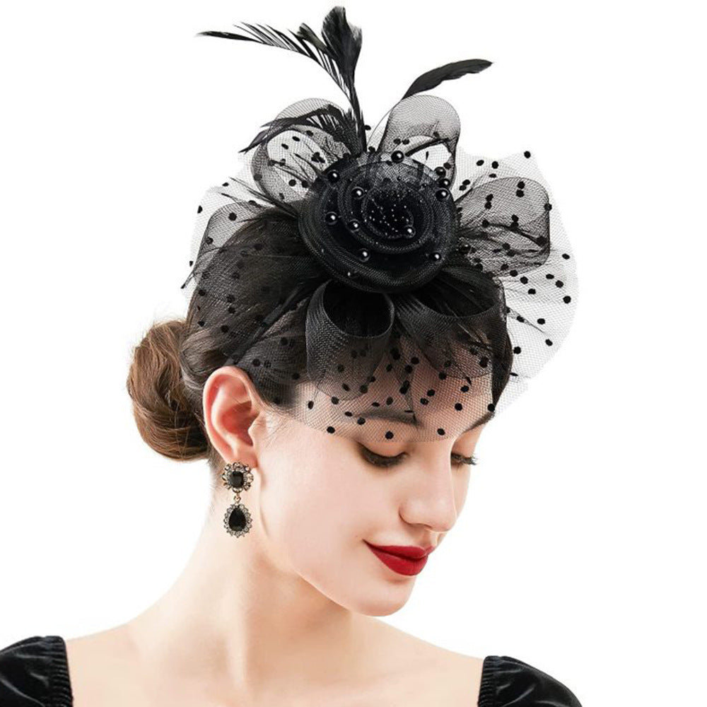 Elegant Women's Fascinator Hat with Floral Design and Feathers - 2 - Rokvane