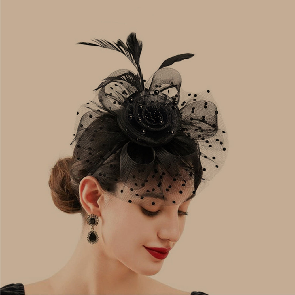 Elegant Women's Fascinator Hat with Floral Design and Feathers - 3 - Rokvane