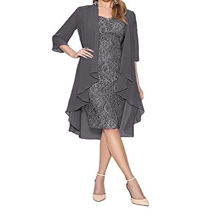 Elegant Midi Dress with Layered Jacket - 3 - Rokvane