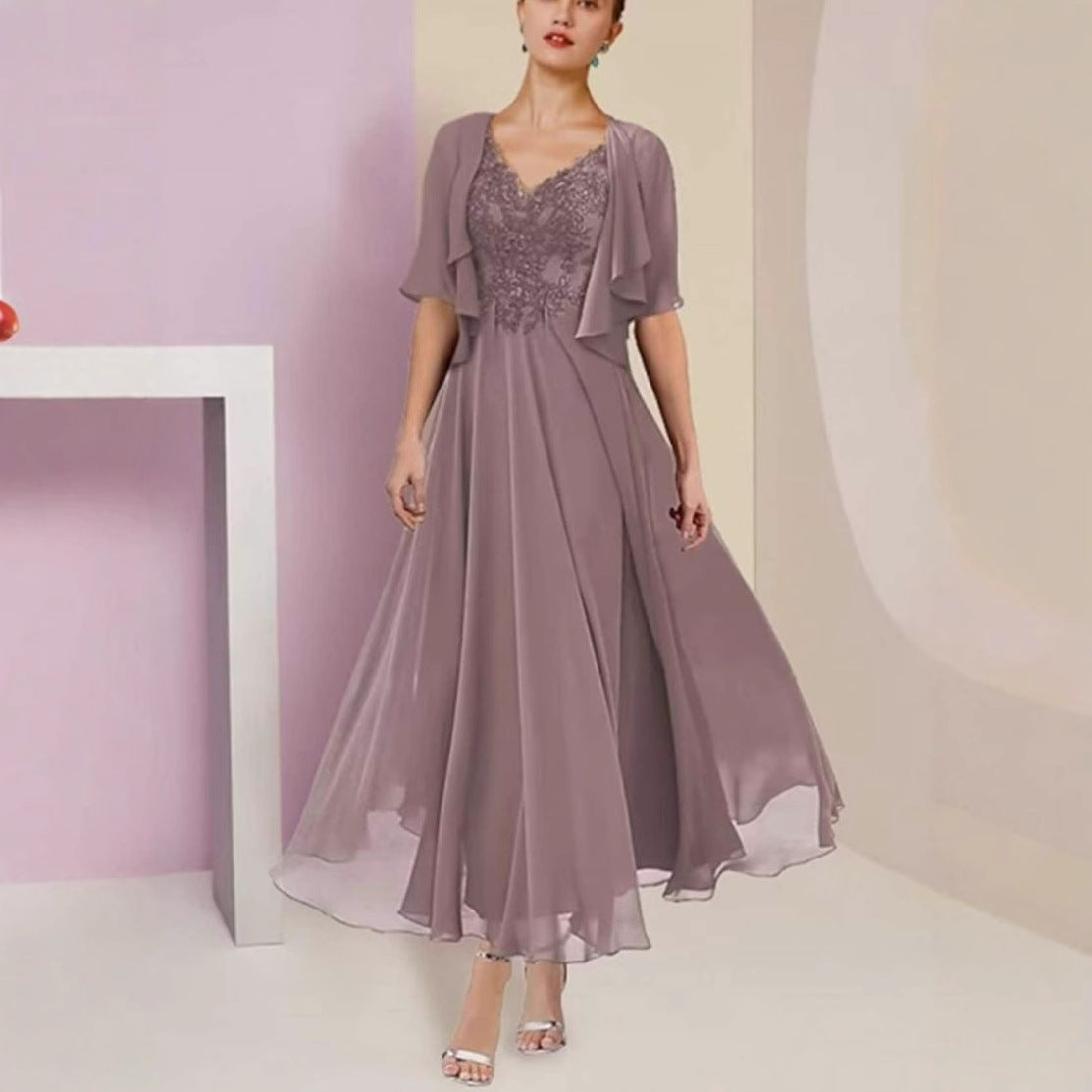 Elegant Evening Dress Women - Flattering V-Neck with Pockets - 2 - Rokvane