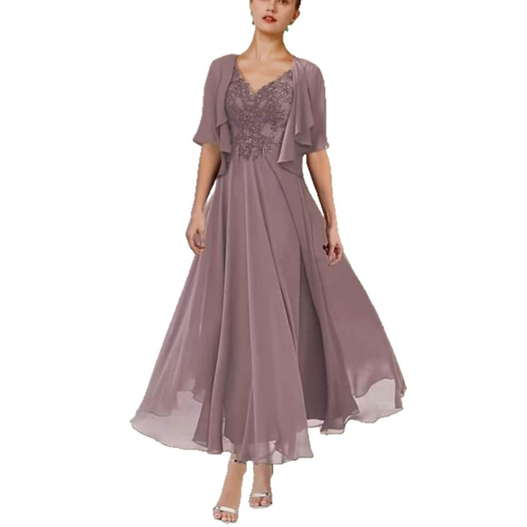 Elegant Evening Dress Women - Flattering V-Neck with Pockets - 5 - Rokvane