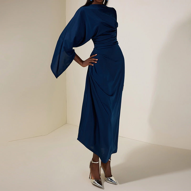 Maxi Dress Women's Fitted Silhouette with Elegant Bell Sleeves - 5 - Rokvane