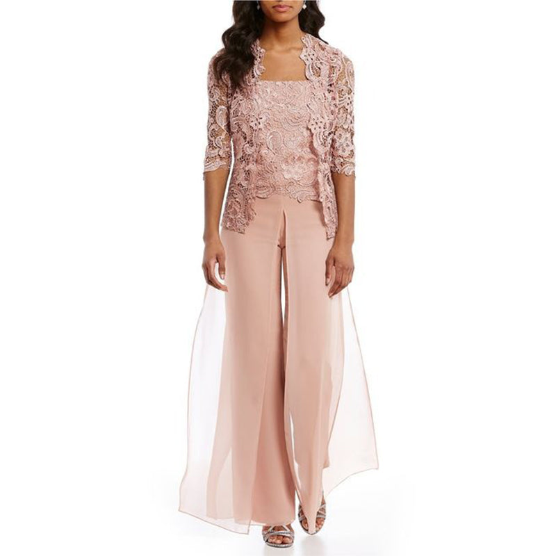 Elegant Jumpsuit Women with Lace Jacket and Flared Trousers - 3 - Rokvane