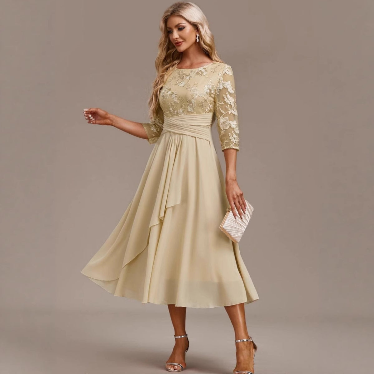 Midi Dress Women - Flattering A-line Silhouette with Elegant Details - 2 - Rokvane