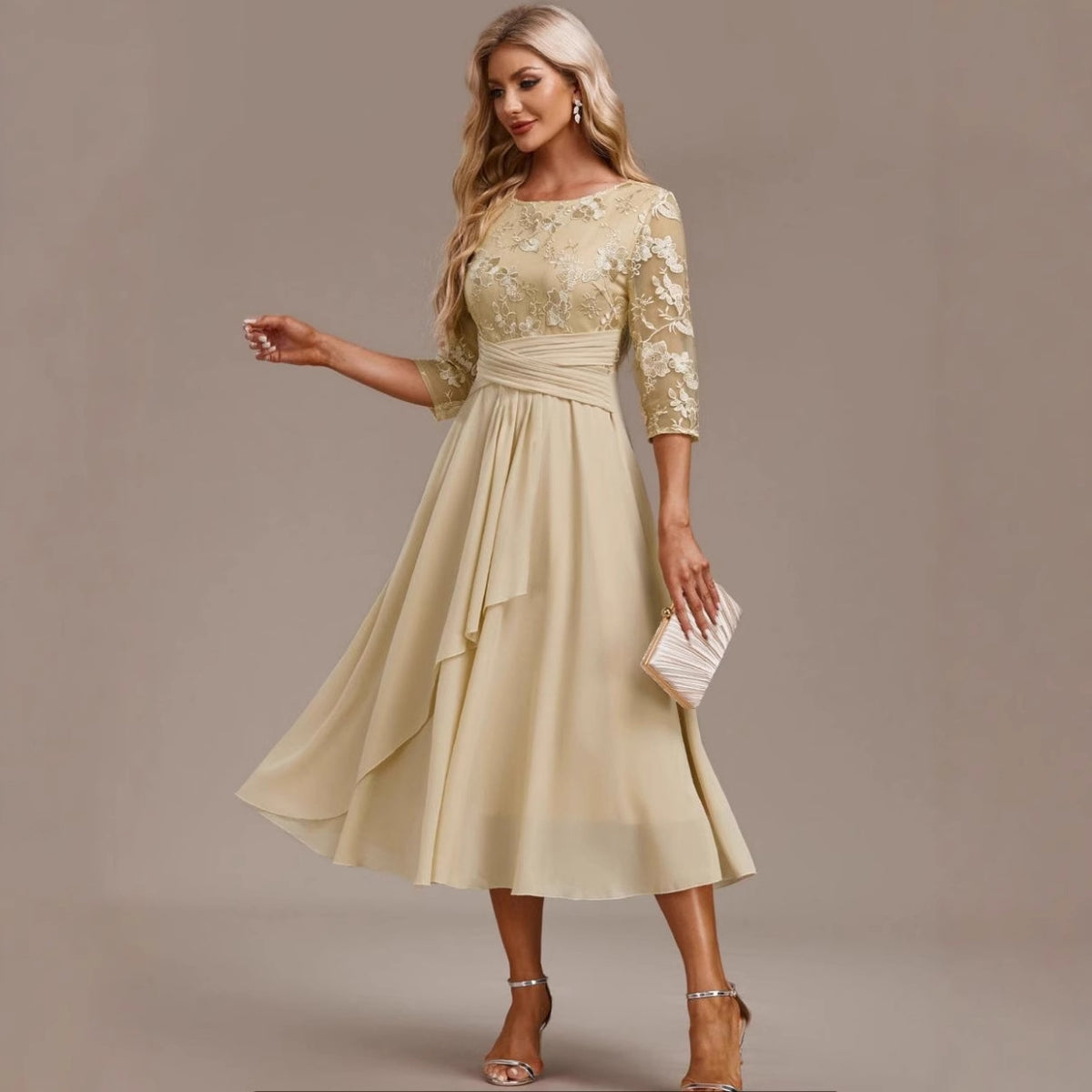 Midi Dress Women - Flattering A-line Silhouette with Elegant Details - 4 - Rokvane