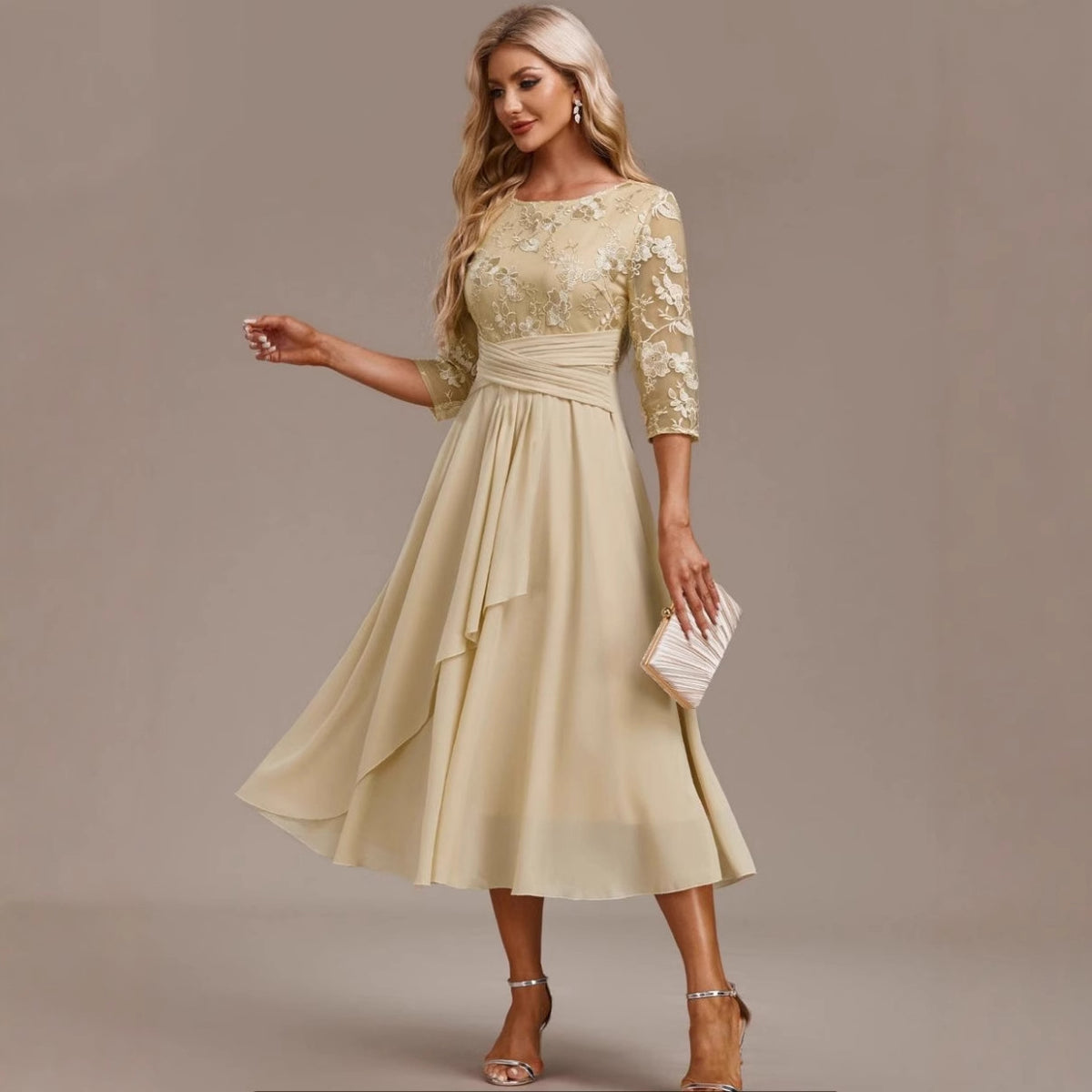 Midi Dress Women - Flattering A-line Silhouette with Elegant Details - 5 - Rokvane