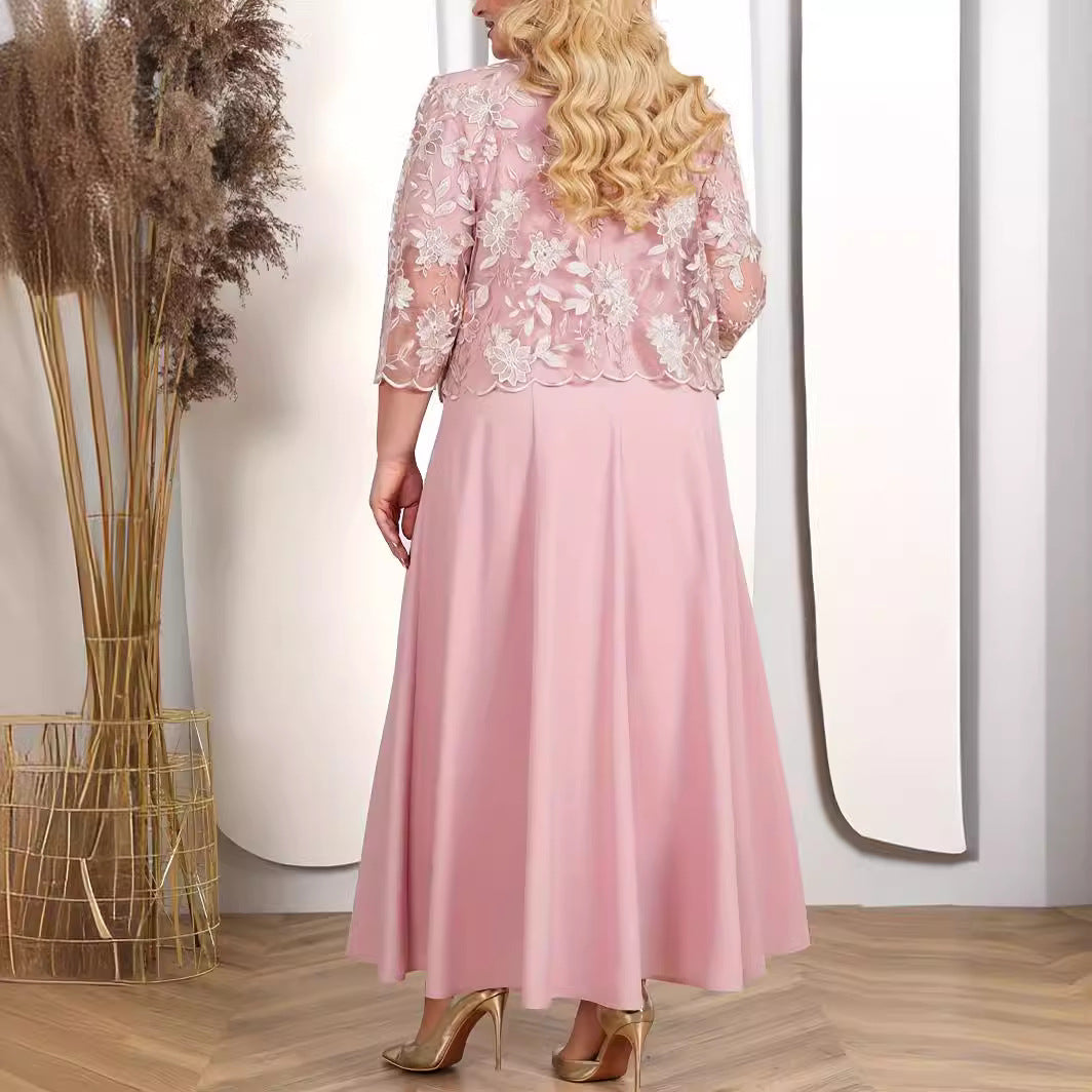 Floral Cocktail Dress with Three-Quarter Sleeves - 3 - Rokvane