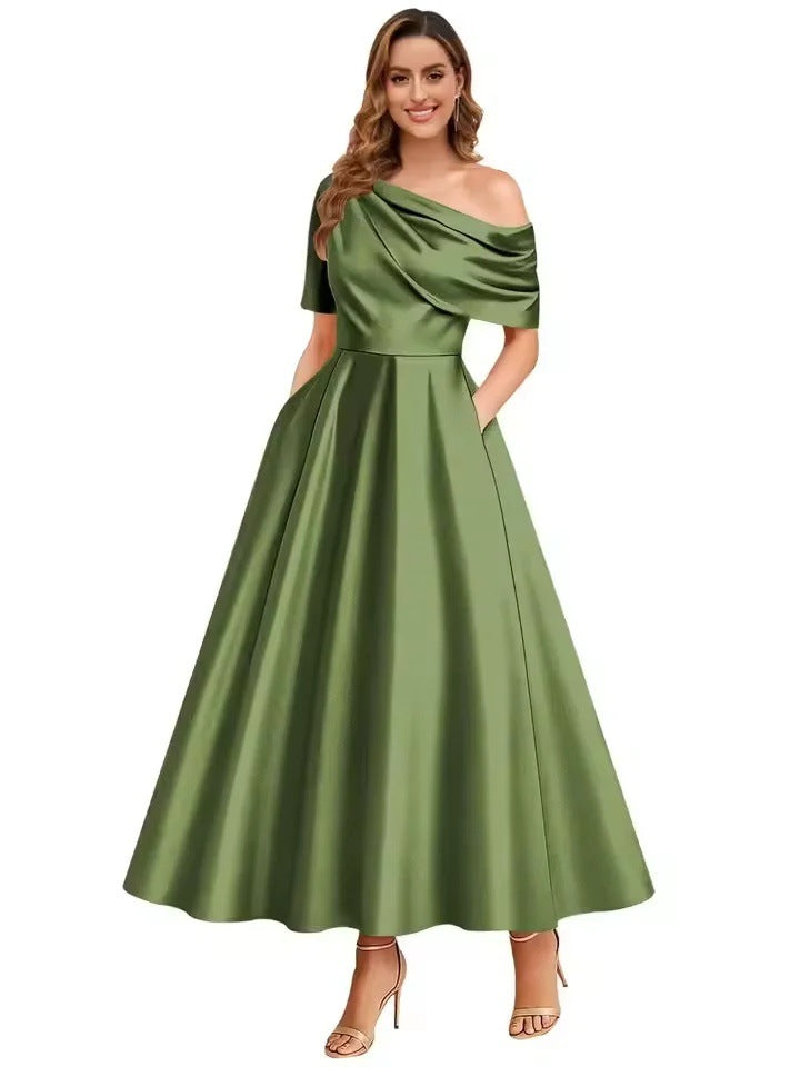 Off-Shoulder Evening Dress Women's A-Line with Pockets - 1 - Rokvane