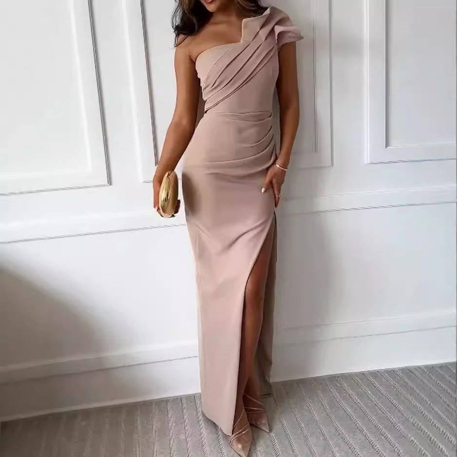 One-Shoulder Midi Dress Women - Flattering Draped Design - 4 - Rokvane