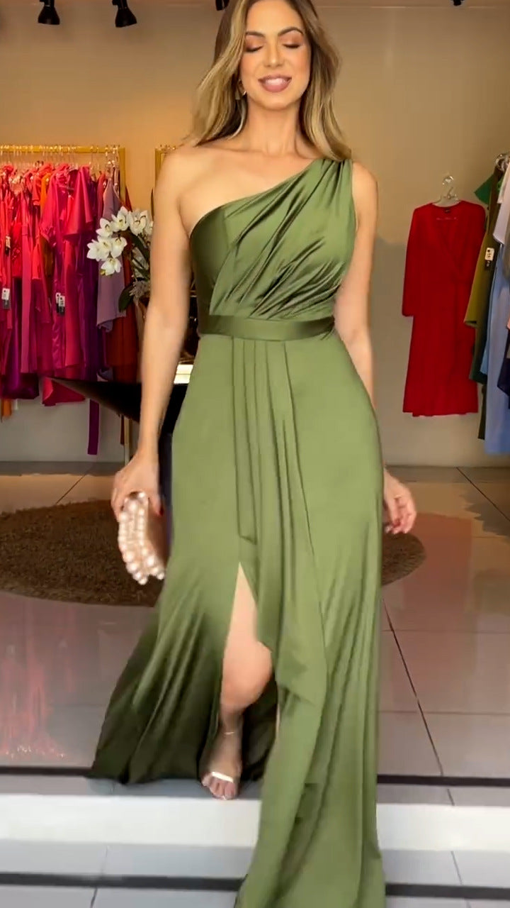 One-Shoulder Evening Dress Women - Flattering Wrap Design - 2 - Rokvane