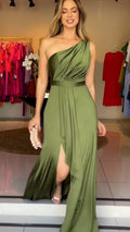 One-Shoulder Evening Dress Women - Flattering Wrap Design - 2 - Rokvane