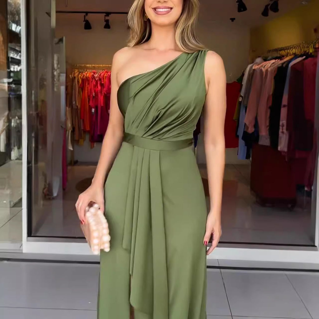 One-Shoulder Evening Dress Women - Flattering Wrap Design - 5 - Rokvane