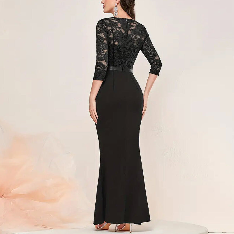 Fishtail Evening Dress Women's - Elegant Lace Detail - 6 - Rokvane