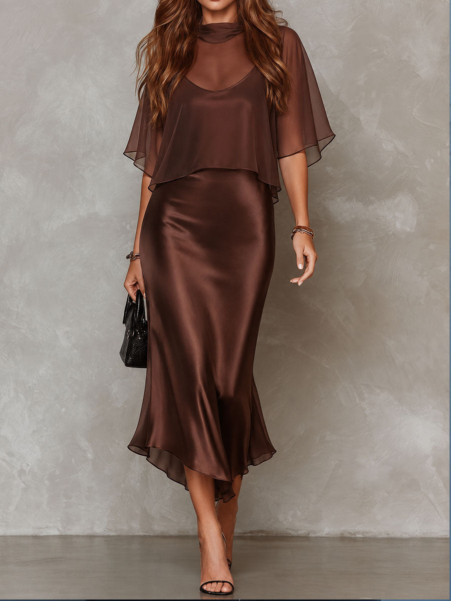 Evening Dress Women - Flattering Fitted Silhouette with Flutter Sleeves - 1 - Rokvane