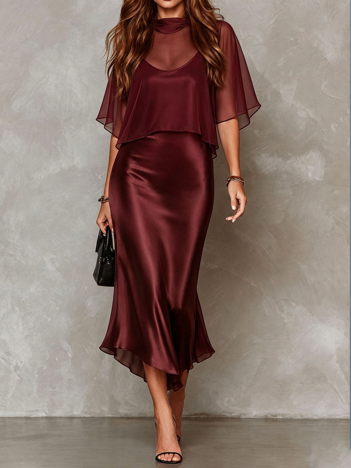 Evening Dress Women - Flattering Fitted Silhouette with Flutter Sleeves - 3 - Rokvane