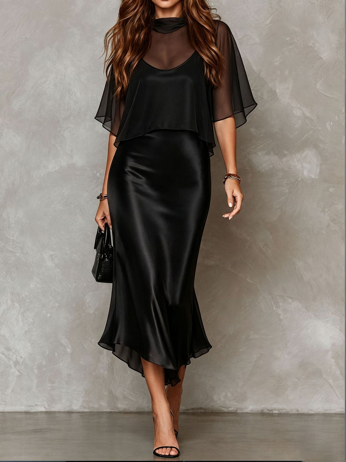 Evening Dress Women - Flattering Fitted Silhouette with Flutter Sleeves - 4 - Rokvane