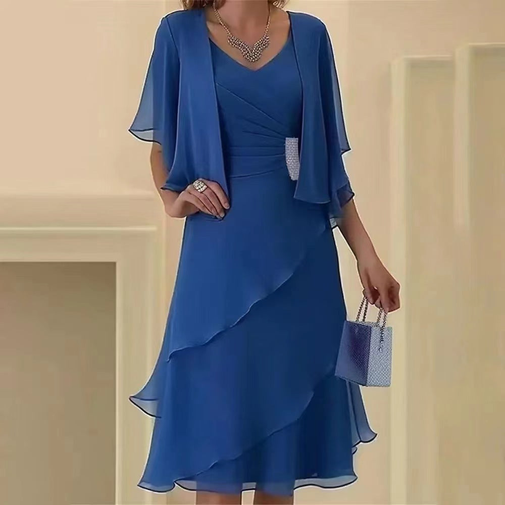 Evening Dress Women - Flattering Wrap Design with Ruffled Hem - 4 - Rokvane