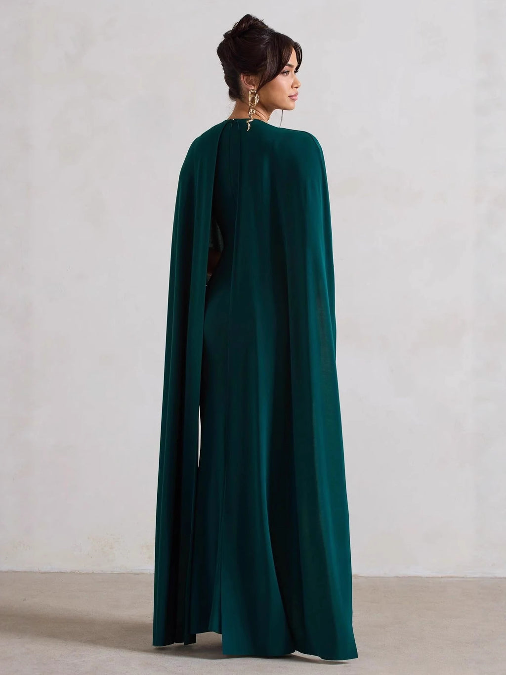 Evening Dress Women - Fitted Silhouette with Statement Cape - 1 - Rokvane