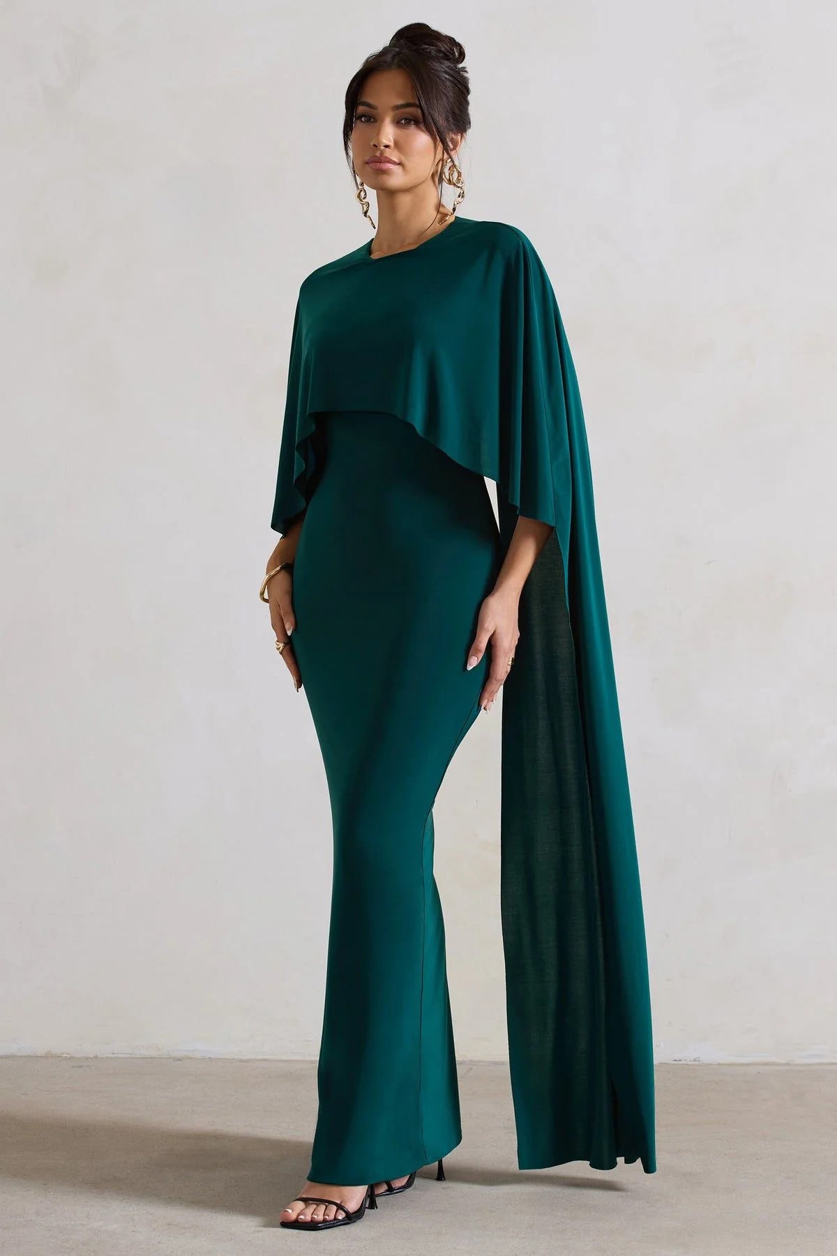 Evening Dress Women - Fitted Silhouette with Statement Cape - 3 - Rokvane