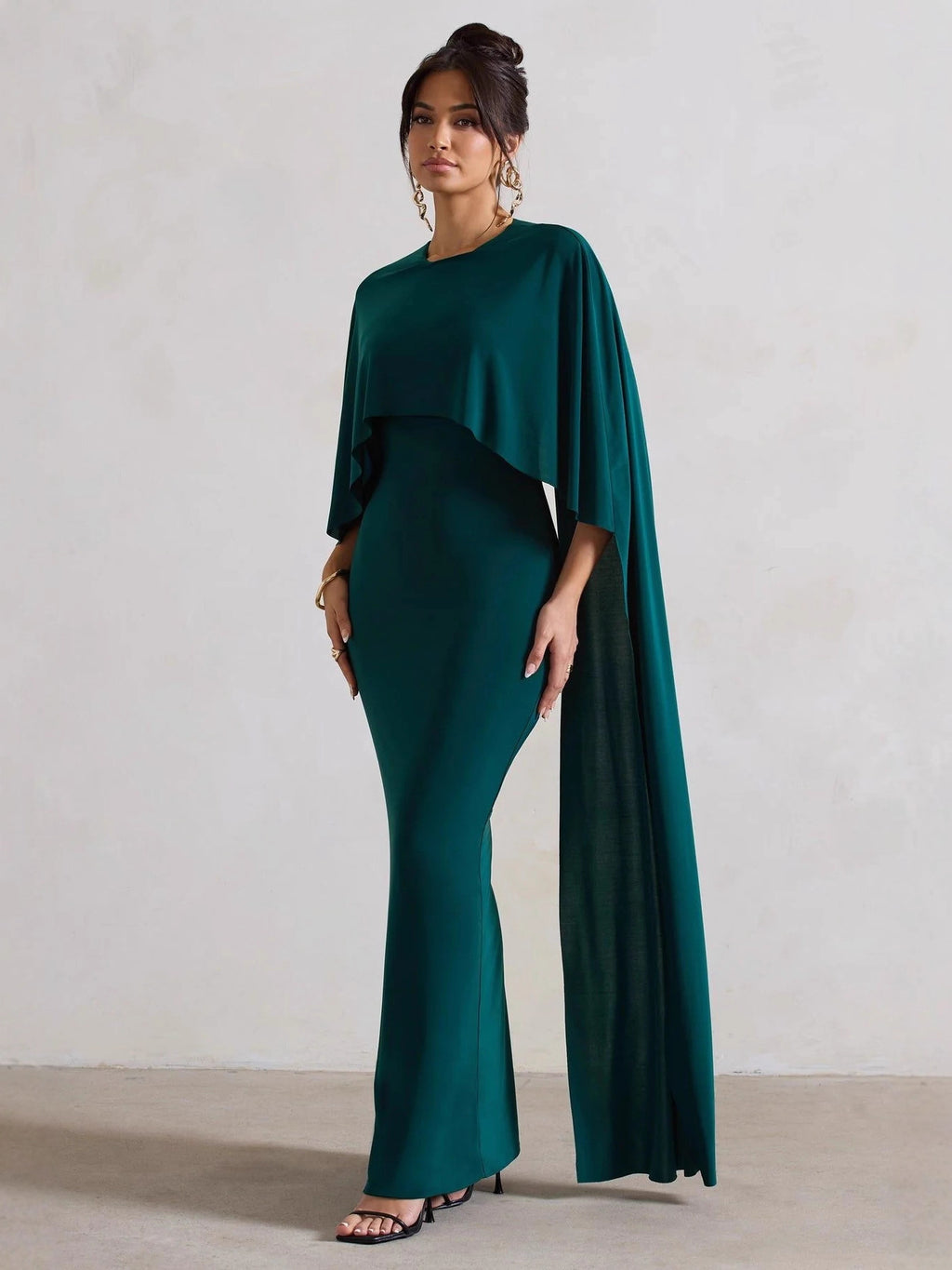 Evening Dress Women - Fitted Silhouette with Statement Cape - 6 - Rokvane