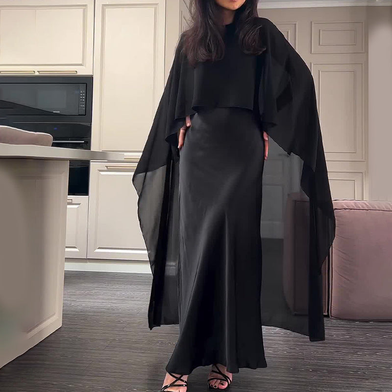 Evening Dress Women - Elegant Cape Detail - 5 - Rokvane