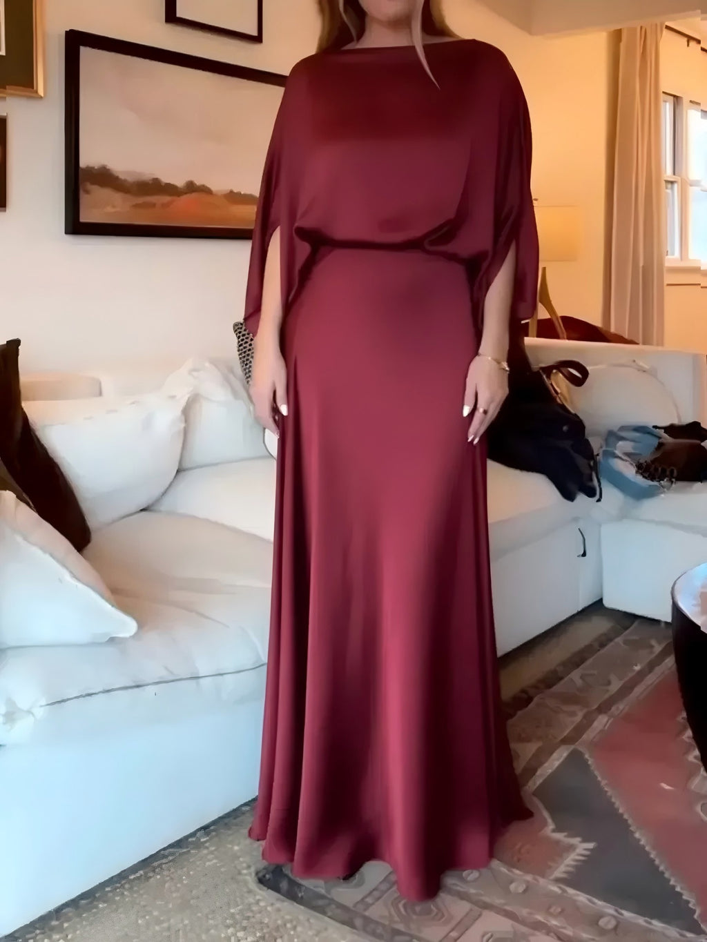Elegant Maxi Dress Women with Flattering Wrap Design - 4 - Rokvane