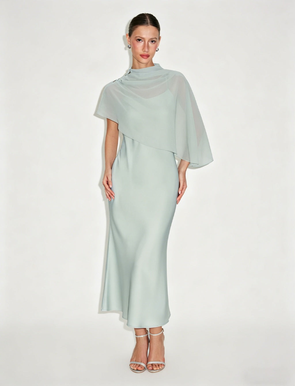 Cape Shoulder Evening Dress for Women - 7 - Rokvane