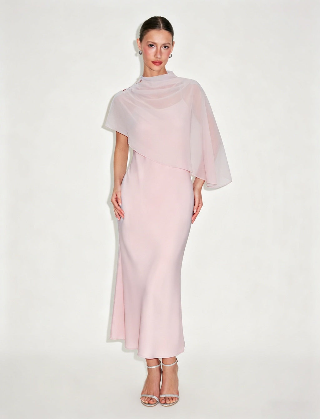 Cape Shoulder Evening Dress for Women - 8 - Rokvane