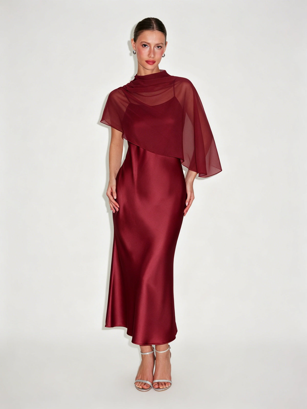 Cape Shoulder Evening Dress for Women - 11 - Rokvane