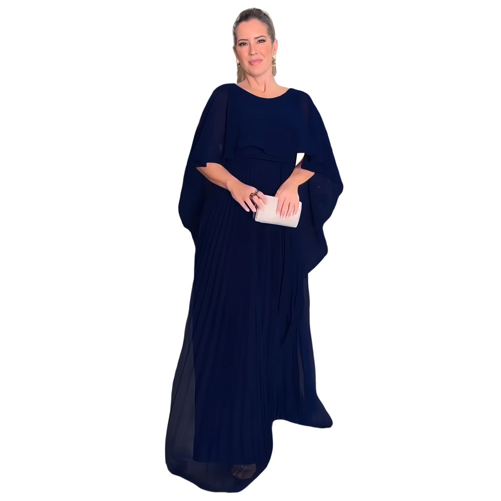 Maxi Dress Women's Cloak Style with Pleated Skirt - 7 - Rokvane