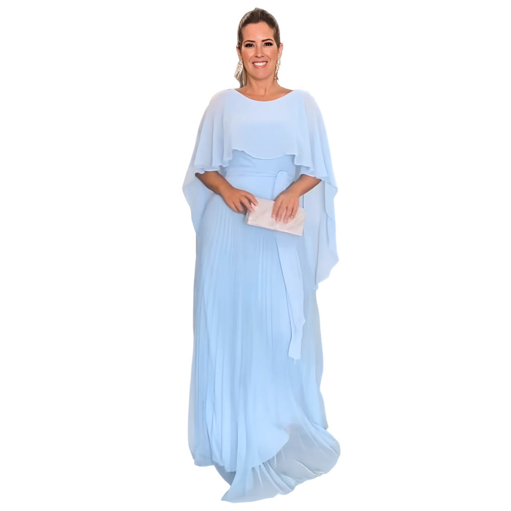 Maxi Dress Women's Cloak Style with Pleated Skirt - 8 - Rokvane