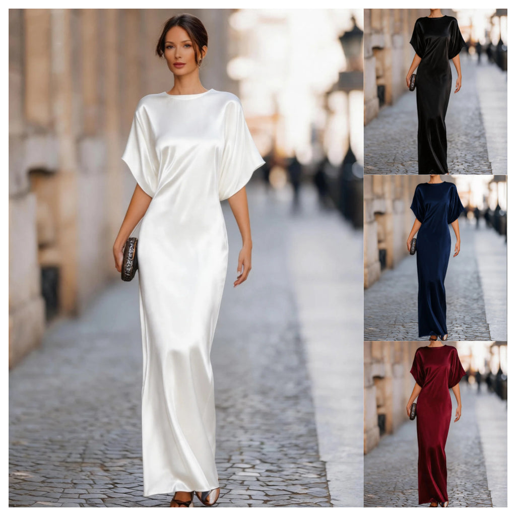 Maxi Dress Women's Elegant Long Sleeve Batwing - 1 - Rokvane